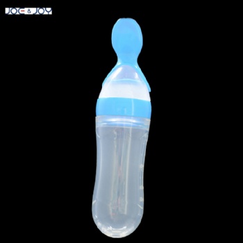 BPA Free Food Grade Silicone Baby Feeding Bottle with Spoon baby squeeze bottle spoon