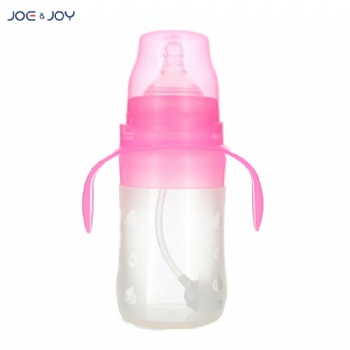 220ml wide neck silicone feeding bottle with handle