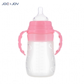 300ml wide neck silicone feeding bottle with handle