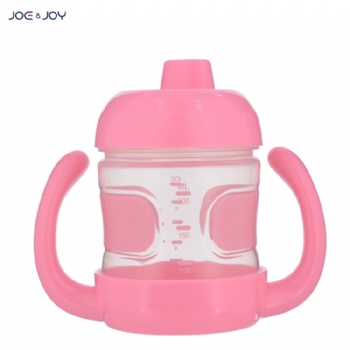 BPA free safety drinking bottle plastic training baby sippy cup with handle