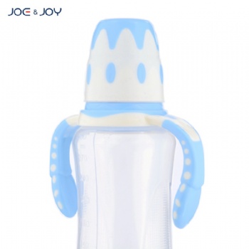 300ml PP standard neck feeding baby bottle with two colors cap